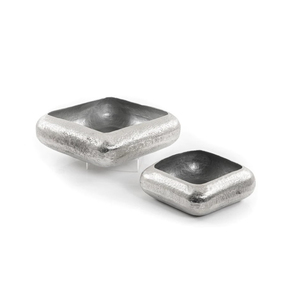 Lot de 2 bols en aluminium de qualité supérieure Design de table élégant Parfait pour les articles d'hôtel Solution élégante de stockage des aliments - Product Image 1