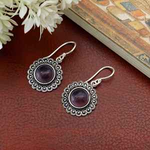 Pendientes de gota de amatista de latón chapados en plata hechos a mano, joyería de moda sin níquel para mujeres, venta al por mayor para compradores de EE. UU., Reino Unido y UE - Product Image 6