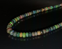 Perles d'Opale de Feu Welo AAA, Fil de 16 Pouces de Long, 5-8 MM, Rondelles d'Opale Noire Éthiopienne Naturelle Facettée, Pierre Véritable, Certifié LD par un tiers