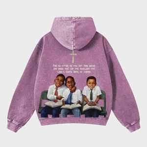 2025 hommes fidèles dimanches Vintage graphique lavé à l'acide sweat à capuche surdimensionné casual manches longues et poches latérales Streetwear mode - Product Image 2