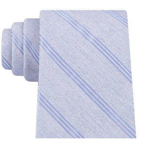 Cravatta Slim da Uomo Calvin Klein Blu Navy con Design a Righe, Taglia Regolare, in Tessuto Satinato Antipiega - Product Image 2