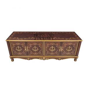 Soporte de TV Clásico de Madera con Detalles Dorados Ornamentados - Product Image 1