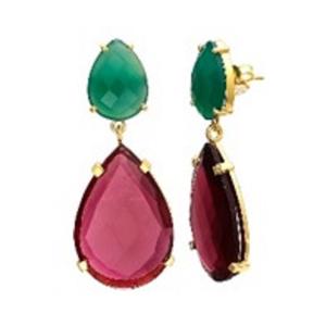 มาใหม่ทับทิม Hydro และสีเขียวนิลพลอย925เงินสเตอร์ลิงลูกแพร์รูปร่างต่างหู - Product Image 1