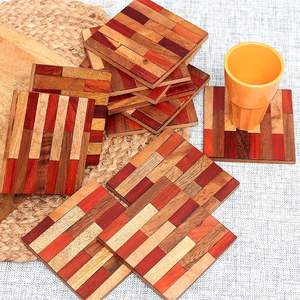 Sous-verre en bois peint à la main, style bohème, écologique, surface lisse pour boissons chaudes et froides, prix abordable - Product Image 4