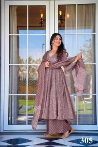 Designer 3pcs Bel ensemble imprimé Anghrakha Kurti avec bas assorti et Dupatta pour une tenue décontractée festive au prix de gros - Product Image 4