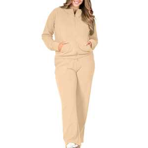 ชุดเสื้อแจ็คเก็ตสปอร์ตสีเบจแบบซิปและกางเกงขาสั้นทรงกว้างสำหรับผู้หญิง ไซส์ S-XL แบรนด์ RND Apparel สำหรับฤดูใบไม้ร่วง - Product Image 6