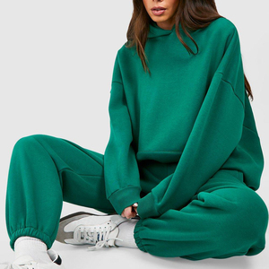Wholesale Polyester/Cotton Fleece Men's Oversized Lightweight Long Pullover Tracksuit Sets Custom Logo Casual Solid Breathable - Product Image 6