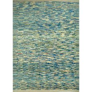 Tapis en laine noués à la main Nuray Green, design abstrait bohème pour la maison, pour l'entrée, le salon, la chambre - Pae-1292 - Product Image 1