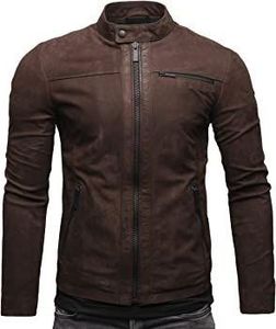 Veste en cuir pour hommes de couleur unie avec logo sur mesure Veste en cuir pour hommes de différentes tailles - Product Image 2