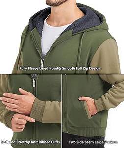 Sudadera con Capucha Casual de Invierno para Hombre, Color Sólido, 100% Algodón, Felpa, Corte Regular, Secado Rápido, Transpirable, Alta Calidad, Tinte Liso - Product Image 4