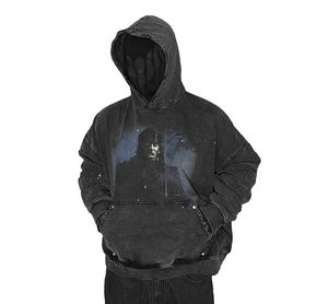 Sweat à capuche polaire brodé et sérigraphié pour homme et femme, avec cordons de serrage, respirant, en coton long, OEM, collection hiver - Product Image 1
