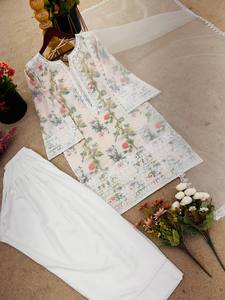 Latest Designer Collection Party Quick Dry Kurta Natural Crepe Bottom Dupatta Set - Product Image 2