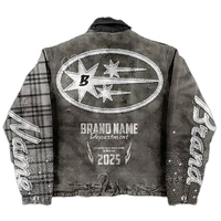 Costume en jean pour homme, hiver, épais, délavé soleil, effet usé, style streetwear vintage, avec broderie et techniques d'impression de strass