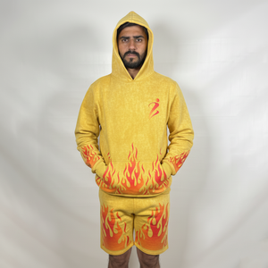 100%Cotton Running Printed Long Sleeves Hoodie And Short <b>Set</b> Custom Logo <b>Men</b> Sportswear Hoodies Short <b>Sets</b> - Product Image 1