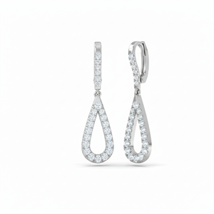 Pendientes Colgantes de Oro de 14K con 1.35 Quilates de Diamantes Naturales de Corte Brillante Redondo, Chapados en Rodio - Product Image 1