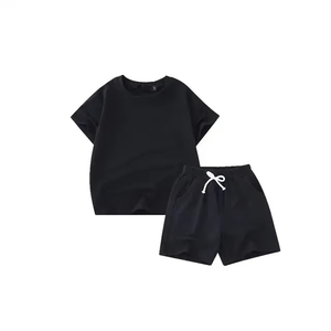 ONEAPEX SPORTS WEAR 100% Cotton Black Two-Piece Fitness Summer Set with Custom Logo T-Shirt for <b>Men</b> Women Breathable 180g Fabric - Product Image 2