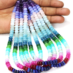 Cuentas de Cuarzo Peacock Rondelle: Gemas Lisas de Calidad AAA para Joyería (7-8mm) - Product Image 1