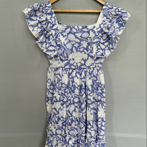 Verano encantador vuelo manga 100% algodón Casual mujer suave 100% algodón Casual mujer suave moda vestido verano desgaste - Product Image 1