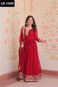 Estilo indio y pakistaní Faux Blooming Georgette con Zari y lentejuelas bordadas Trabajo Anarkali Vestidos con Fancy Dupatta - Product Image 4