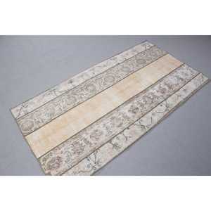 พรมตุรกีวินเทจขนาด 3.2x6 ฟุต, พรมตกแต่ง, พรมขนสัตว์สไตล์โอเรียนทอลสีเบจ-น้ำเงิน - Product Image 4