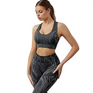 Custom Printed Washed Reversible High Support Women's Workout Sports <b>Bra</b> Seamless Gym Top Fitness Plus Size Crystal - Product Image 1