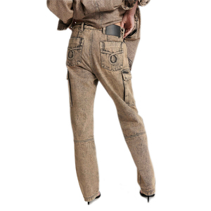 2025 pantalones vaqueros acampanados de fibra de algodón de alta calidad para mujer, ropa de calle informal transpirable, bordado Sexy, versátil a la moda - Product Image 5
