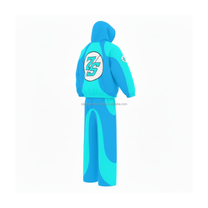 Traje cortavientos ligero 210GSM de alta calidad, diseño de panel azul doble, logotipo personalizado impreso, ropa deportiva, conjunto de entrenamiento de talla grande - Product Image 5