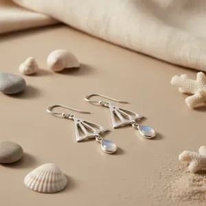 Boucles d'oreilles en argent 925 en forme de larme pour femmes - Cadeau tendance - Product Image 3