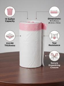 Sacchetti per la Spazzatura EarthX con Cordoncino, 13 Galloni, Bianchi, Confezione da 240, Sacchetti di Plastica per Uso Domestico - Product Image 4