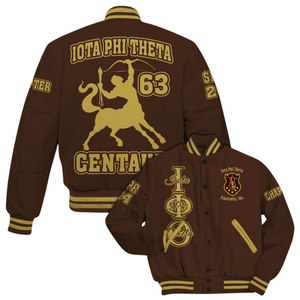 Iota Phi Theta 1963 Varsity Jacket Letterman Style Greek Life Brown Gold Fraternity Prendas de abrigo Premium Collegiate Apparel - Product Image 6