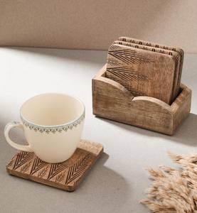 Ensemble de 4 sous-verres en bois naturel parfait pour tasse de table tasse sous-verre protecteur de boisson de qualité supérieure pour les cadeaux de décoration intérieure élégants - Product Image 4