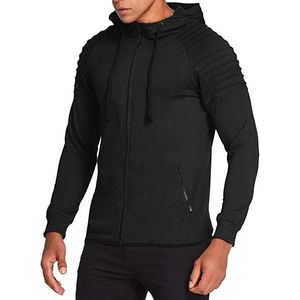 Sweat à capuche zippé décontracté pour homme, en coton respirant, motif uni, idéal pour le fitness et le streetwear d'extérieur en automne - Product Image 4
