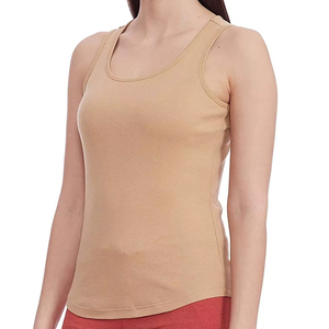 Débardeur tricoté uni de haute qualité pour femme 2026, col rond, sans manches, longueur normale, beige - Product Image 6