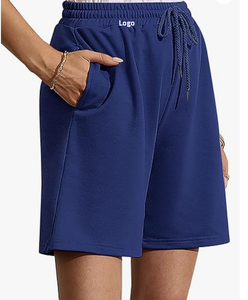 Short de survêtement athlétique à cordon de serrage pour femme Bermuda ample décontracté avec poches mi-taille à séchage rapide coupe régulière - Product Image 2