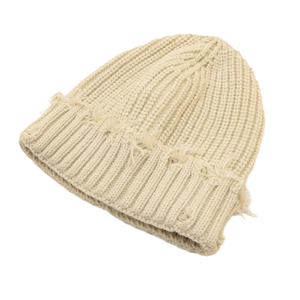 Haute qualité Vintage larme en détresse bonnet acrylique hiver chapeau unisexe blanc à revers tricoté bonnets personnalisés bonnets jacquard - Product Image 3