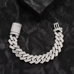 Bracelet à maillons cubains tendance pour hommes Moissanite ronde VVS en argent sterling 925 plaqué rhodium style Hip Hop pour fêtes et mariages - Product Image 1