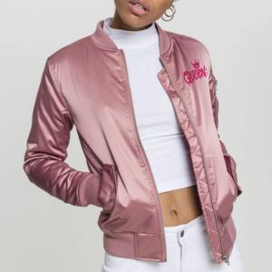 High Quality Customized Women's Sheep Skin <b>Raw</b> Crop Covered Button Bomber Jacket Satin <b>Fabric</b> Breathable Polyester Filled - Product Image 5