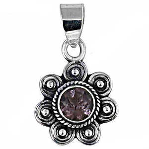 Colgante de Flor de Amatista de Plata 925 para Mujer, Joyería de Piedras Preciosas en Oro Rosa, Chapado en Rodio, Dijes de Platino con Patrón Numérico - Product Image 2