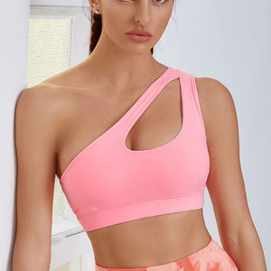 Soutien-gorge de sport à une épaule pour femmes en gros personnalisé, séchage rapide, yoga, course à pied, haut de fitness, soutien-gorge de sport à maintien élevé pour vêtements de sport de gym - Product Image 5