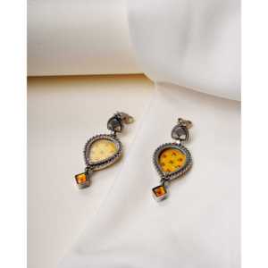 Hasthkala Handpainted Pichwai 925 Sterling Silver Earrings Cultural Collectible Jewelry - Product Image 1