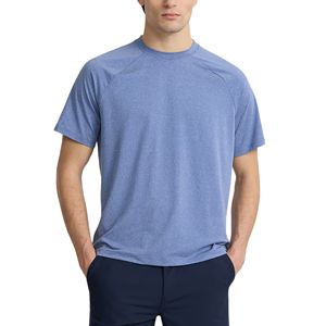 เสื้อยืด OEM ODM ผ้าฝ้ายออร์แกนิค 100% คุณภาพพรีเมียม ทรงเข้ารูป สีน้ำเงิน เสื้อยืดผู้ชาย คอโอ แขนราแกลน ดีไซน์เรียบหรู - Product Image 1