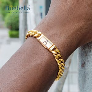 Hot Sale 10mm Iced Out 18k Gold Plated 925 <b>Sterling</b> <b>Silver</b> Miami <b>Initial</b> Letter Cuban Link <b>Bracelet</b> For Men - Product Image 1