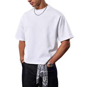 2026 Fashion Design Custom Logo 275GSM 100%Cotton Heavy <b>Weight</b> Oversized Streetwear <b>Blank</b> Plain Boxy Fit Cropped Men's T-Shirts - Product Image 1