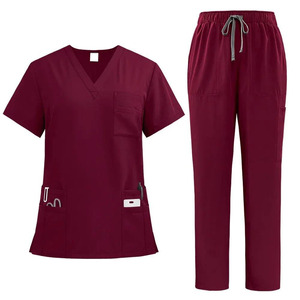 2026 Custom Brand Polyester Woven Fabric Unisex Hospital Nurse Scrubs Nursing Sets with Needle Detection Short Sleeve Tops - Product Image 4