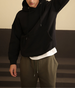 Sweat à capuche surdimensionné en molleton d'automne 100% coton avec logo personnalisé brodé pour hommes, taille plus, écologique - Product Image 1