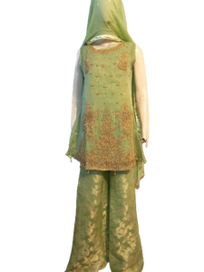 Top vente dames fantaisie brodé robes en mousseline de soie à la main travail col haut Sharara/flappers Club Occasions droite - Product Image 2