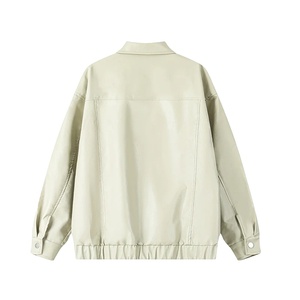 Chaquetas de cuero para hombre, chaqueta de bombardero ajustada con cuello levantado informal, chaqueta de motociclista, abrigos de invierno de Color sólido - Product Image 4