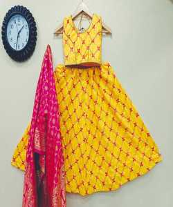 Bollywood spécial belle broderie multicolore travail prêt à porter bébé Lehenga Choli vêtement en rayonne de soie de conception ethnique - Product Image 6