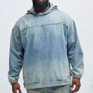 Sudadera con Capucha de Mezclilla Azul Claro para Hombre de Alta Calidad con Precio Accesible, Diseño Vintage Lavado, Producto Superior, Sudadera Clásica de Moda Urbana - Product Image 1