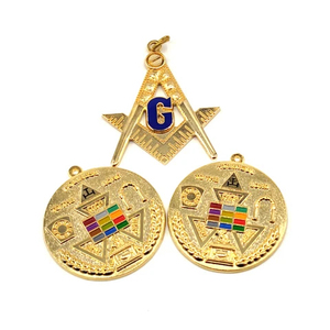 Emblemas de la Orden de la Alta Sacerdotía del Arco Real Masónico, Compás y Escuadra, Joyas de Pectoral, Insignia Personalizada, Regalia Moderna Chapada en Oro Antiguo 2025 - Product Image 1